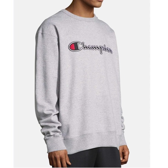 Champion Other - Champion Powerblend Script Logo Crewneck Sweatshirt Gray Pullover Fleece Size XL